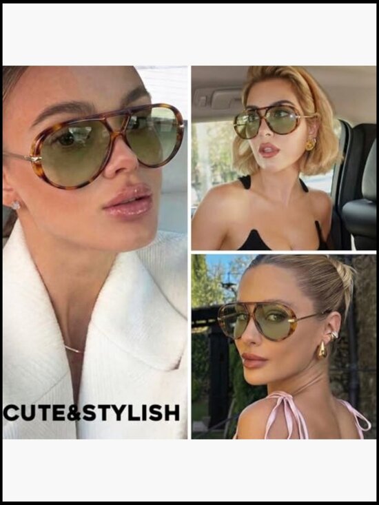 Oversized Aviator Sunglasses UV400 Protection Metal Frame main image 4